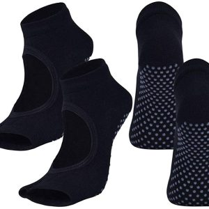2 pares de calcetines de yoga abiertos para mujer antideslizante de agarre para deportes de pilates